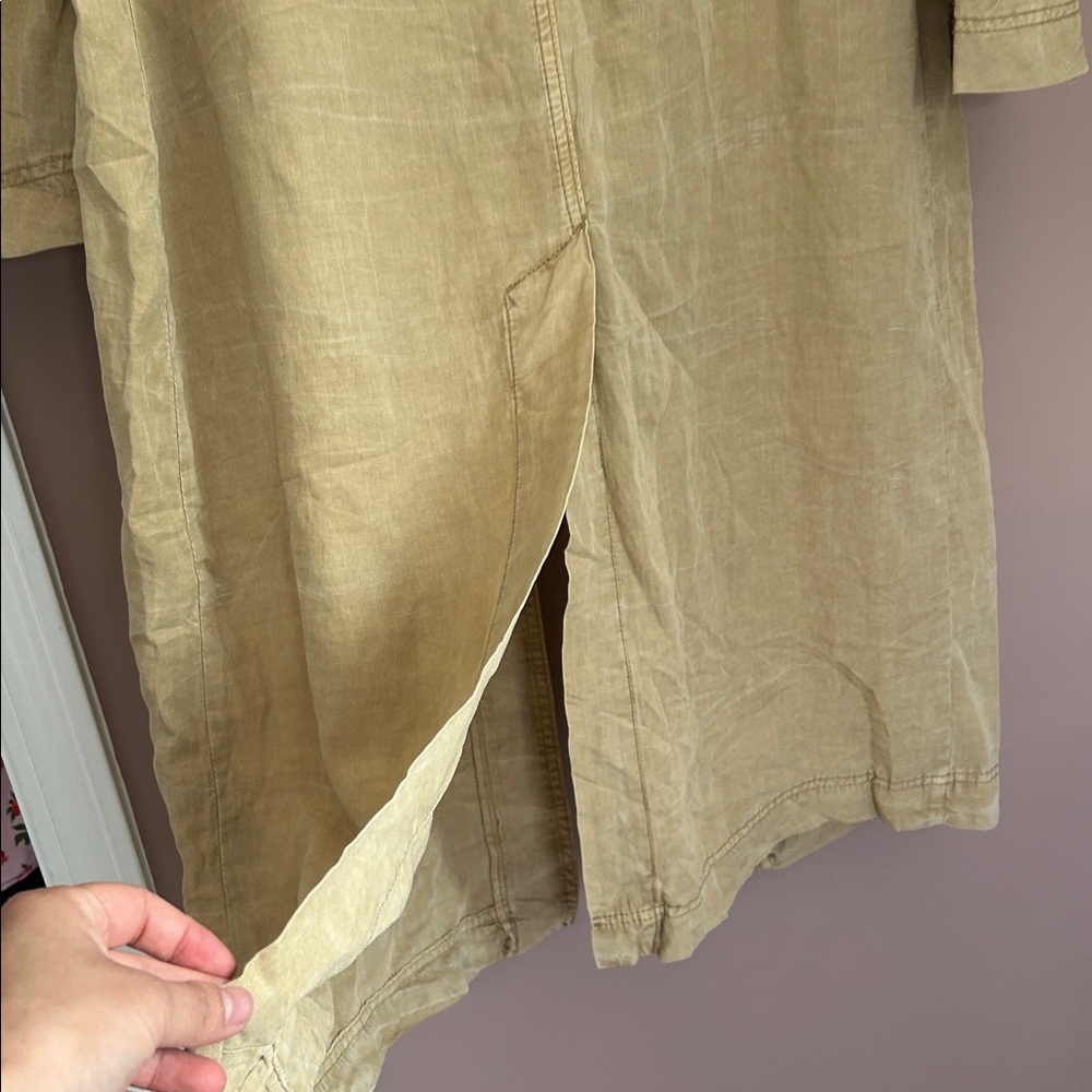 NWT Zara ZW Collection Fluid Washed Trench Coat Linen Oversized Neutral Size M - Picture 5 of 14